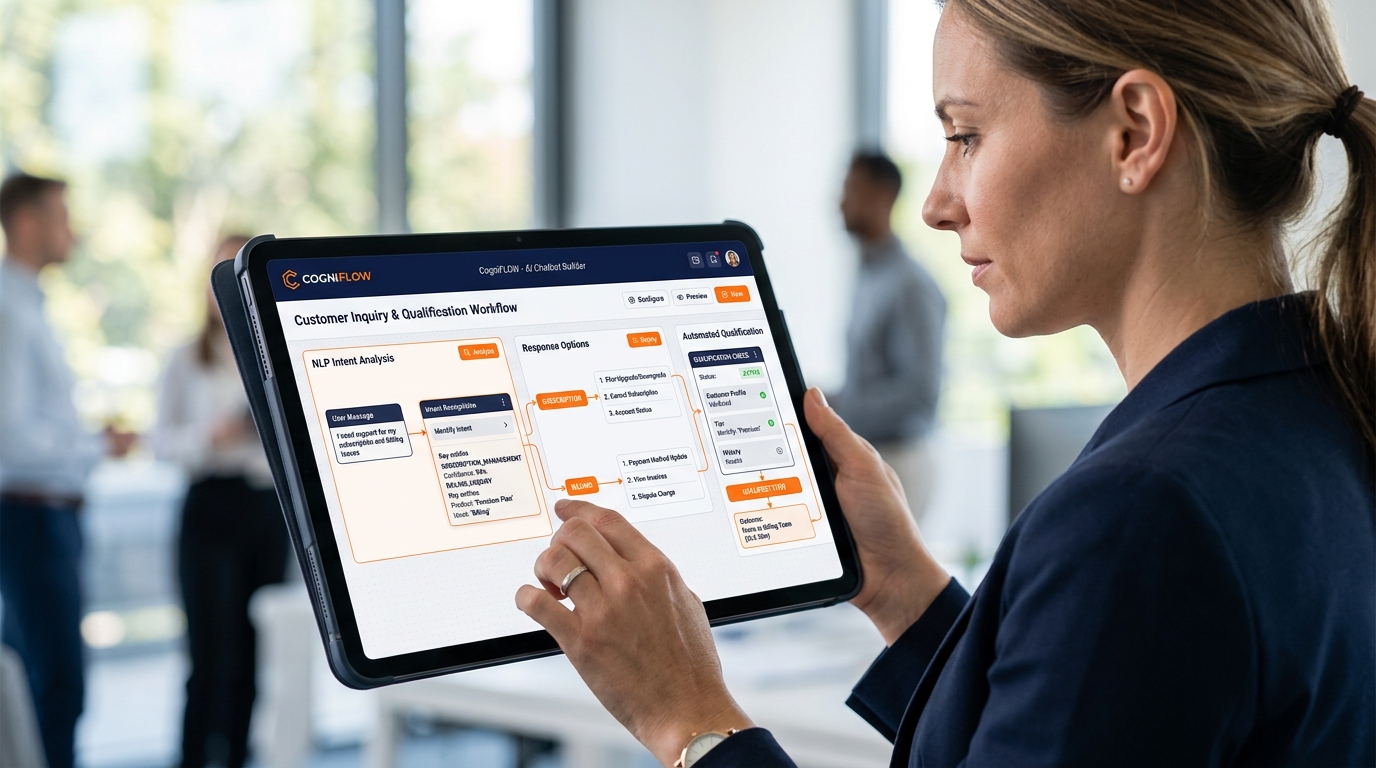 Interface de triagem inteligente e workflow de NLP da Aikom