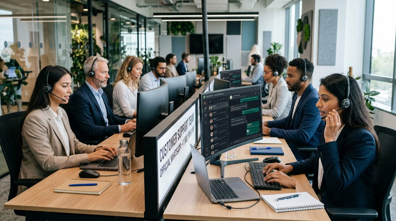 Equipe de atendimento operando com múltiplos operadores no mesmo número de WhatsApp